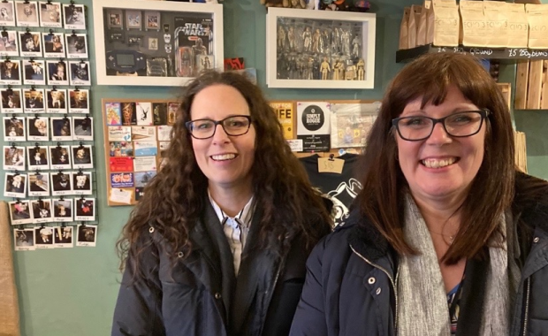 Kathy Gribbin, Project Support Officer and Elaine Robert, Project Support Officer in the Star Wars themed cafe 