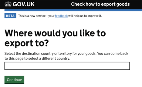 Screenshot of "Where would you like to export to?" search bar on CHEG