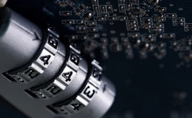 A grey rotation lock on top of a circuit board.